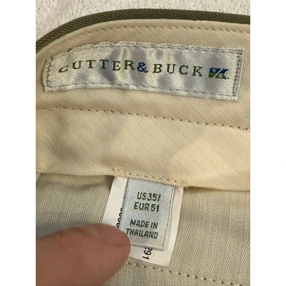 Cutter & Buck Mens Olive Green Flat Front Golf Shorts Size 35